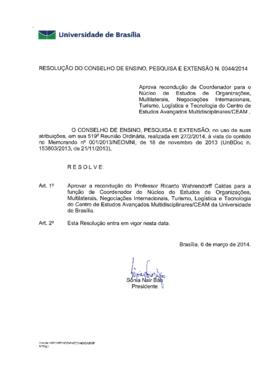 Resolução do Conselho de Ensino, Pesquisa e Extensão nº 0044/2014