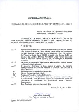 Resolução do Conselho de Ensino, Pesquisa e Extensão nº 0113/2011