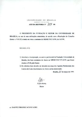 Ato da Reitoria nº 0277/1999