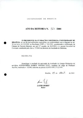 Ato da Reitoria nº 0521/2001