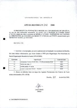 Ato da Reitoria nº 0240/2000