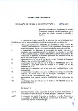 Resolução do Conselho de Administração nº 0002/2012