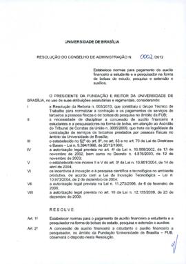 Resolução do Conselho de Administração Nº 0002/2012