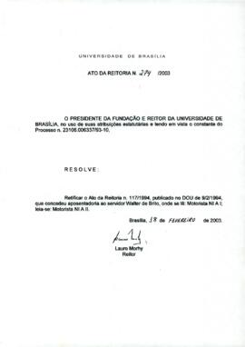 Ato da Reitoria nº 0274/2003