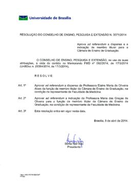 Resolução do Conselho de Ensino, Pesquisa e Extensão nº 0071/2014