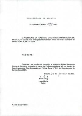 Ato da Reitoria nº 0086/2003