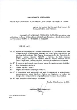 Resolução do Conselho de Ensino, Pesquisa e Extensão nº 0070/2009