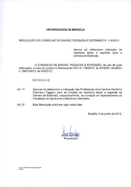 Resolução do Conselho de Ensino, Pesquisa e Extensão nº 0118/2013