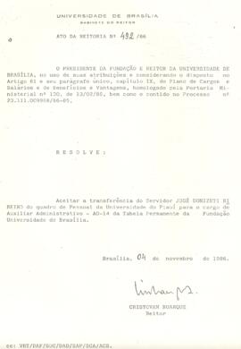 Ato da Reitoria nº 0492/1986