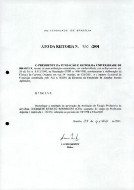 Ato da Reitoria nº 0820/2001