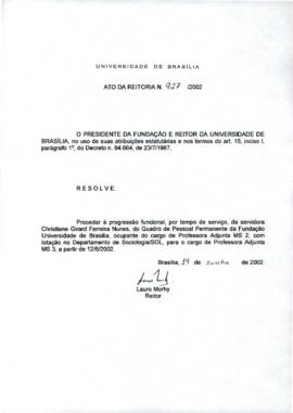 Ato da Reitoria nº 0927/2002