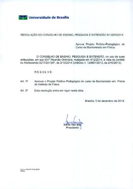 Resolução do Conselho de Ensino, Pesquisa e Extensão nº 0255/2014