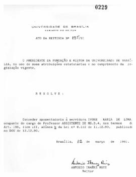 Ato da Reitoria nº 0195/1991