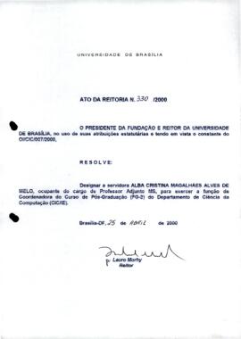 Ato da Reitoria nº 0330/2000