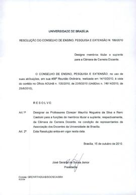 Resolução do Conselho de Ensino, Pesquisa e Extensão nº 0189/2010