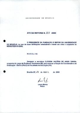 Ato da Reitoria nº 0333/2000