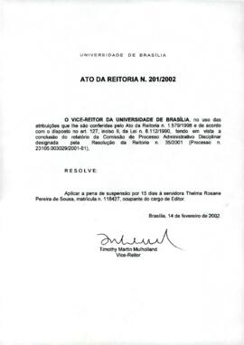 Ato da Reitoria nº 0201/2002