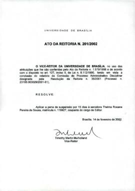 Ato da Reitoria nº 0201/2002