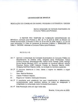 Resolução do Conselho de Ensino, Pesquisa e Extensão nº 0129/2008