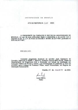 Ato da Reitoria nº 0110/2003