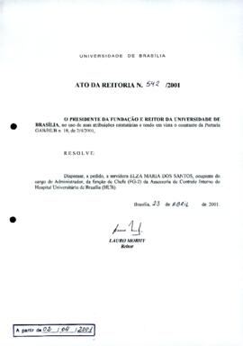 Ato da Reitoria nº 0542/2001