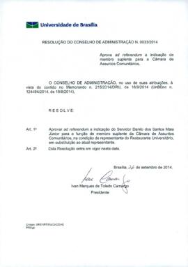 Resolução do Conselho de Administração nº 0033/2014