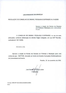 Resolução do Conselho de Ensino, Pesquisa e Extensão nº 0614/2009