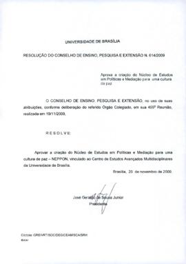 Resolução do Conselho de Ensino, Pesquisa e Extensão nº 0614/2009