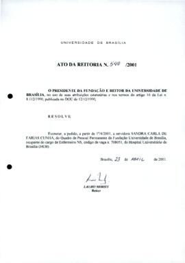 Ato da Reitoria nº 0540/2001