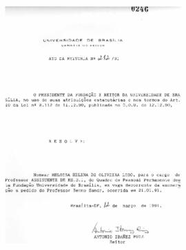 Ato da Reitoria nº 0212/1991