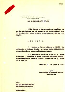 Ato da Reitoria nº 0551/1974