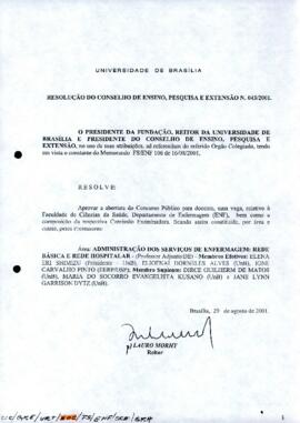 Resolução do Conselho de Ensino, Pesquisa e Extensão nº 0043/2001