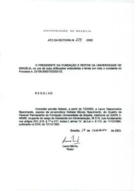 Ato da Reitoria nº 0275/2003