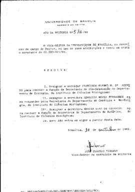 Ato da Reitoria nº 0576/1989