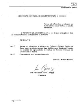 Resolução do Conselho de Administração nº 0020/2016