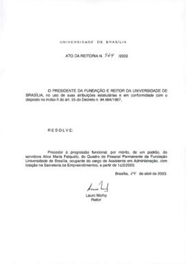 Ato da Reitoria nº 0564/2003