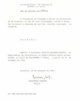 Ato da Reitoria nº 0285/1985