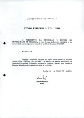 Ato da Reitoria nº 0215/2001