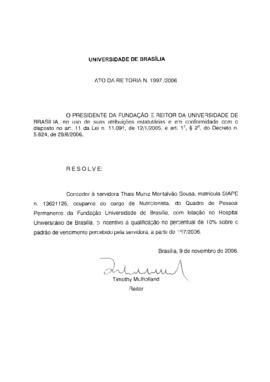 Ato da Reitoria nº 1997/2006