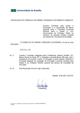 Resolução do Conselho de Ensino, Pesquisa e Extensão nº 0085/2015