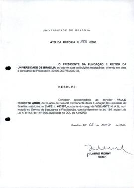 Ato da Reitoria nº 0385/2000