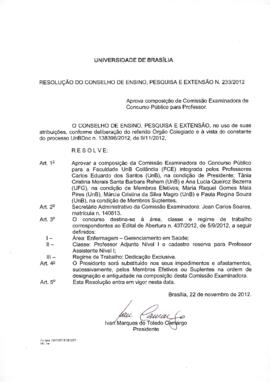 Resolução do Conselho de Ensino, Pesquisa e Extensão nº 0233/2012