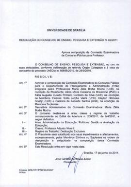 Resolução do Conselho de Ensino, Pesquisa e Extensão nº 0092/2011