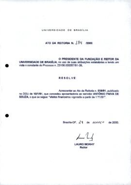 Ato da Reitoria nº 0184/2000