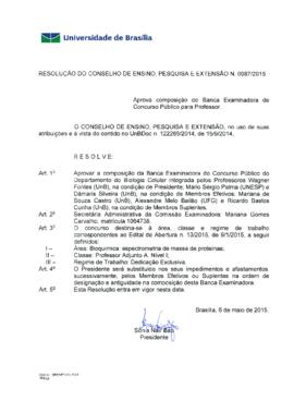 Resolução do Conselho de Ensino, Pesquisa e Extensão nº 0087/2015