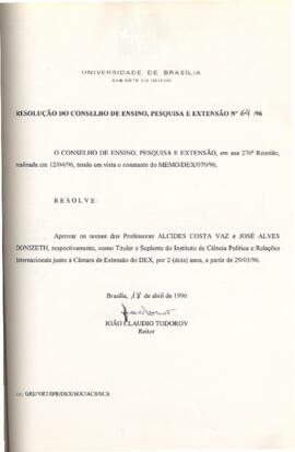 Resolução do Conselho de Ensino, Pesquisa e Extensão nº 0064/1996