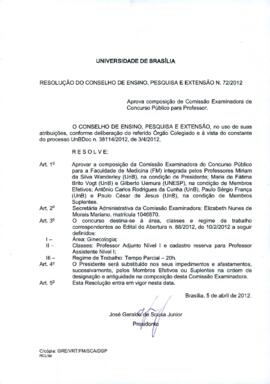 Resolução do Conselho de Ensino, Pesquisa e Extensão nº 0072/2012