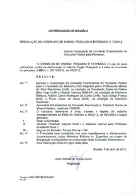 Resolução do Conselho de Ensino, Pesquisa e Extensão nº 0072/2012