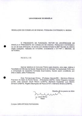 Resolução do Conselho de Ensino, Pesquisa e Extensão nº 0006/2004
