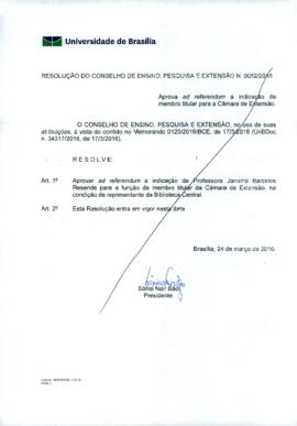 Resolução do Conselho de Ensino, Pesquisa e Extensão nº 0052/2016